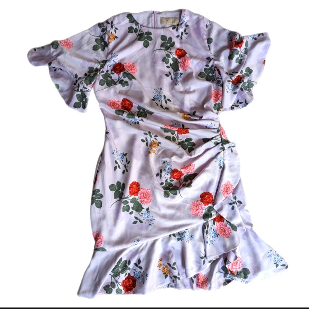 KEEPSAKE The Label Floral Roses Wedding Guest Ruffle Feminine Mini Dress